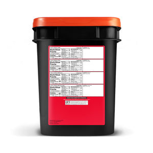readywise 120 serving freeze-dried vegetable bucket label with nutrition facts and calories per serving shown