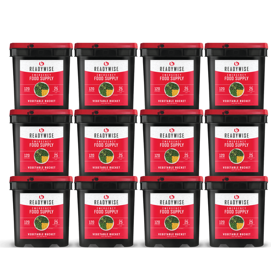 readywise 1440 serving freeze-dried vegetable bundle with corn peas broccoli and green beans