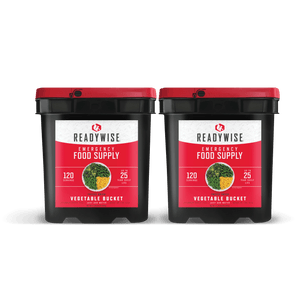 readywise 240 serving freeze-dried vegetable bundle with corn peas broccoli and green beans
