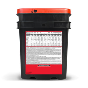 ReadyWise 240 Serving Long-Term Emergency Food bucket with nutrition facts abd calories per serving