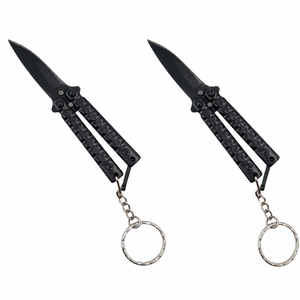 3-75-inch-mini-butterfly-knife-with-keychain-2-pack color black