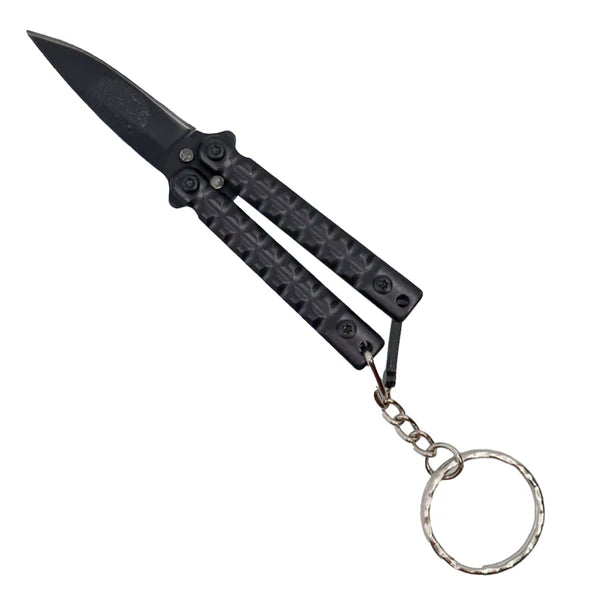 3.75‑inch mini butterfly knife in the open position color black