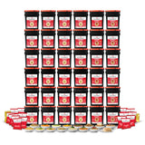 ReadyWise 4320 Serving Long-Term Emergency Food Supply featuring 36 food storage buckets with freeze-dried meals, soups, cereals, and breakfast foods for extended preparedness