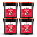 readywise 480 serving freeze-dried fruit bundle with bananas blueberries strawberries and apples in emergency food storage buckets