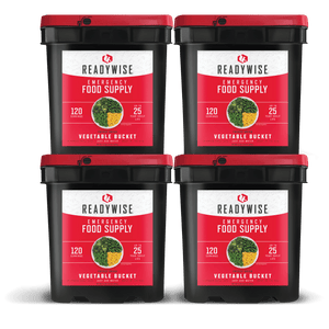 readywise 480 serving freeze-dried vegetable bundle with corn peas broccoli and green beans