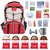 64 piece survival red backpack emergency preparedness kit with food, water, first aid supplies, portable stove, and survival gear