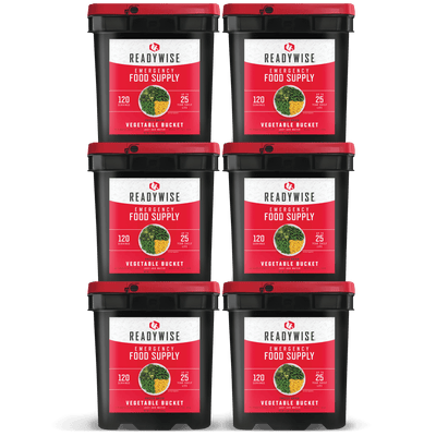 readywise 720 serving freeze-dried vegetable bundle with corn peas broccoli and green beans