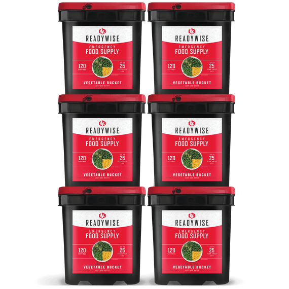 readywise 720 serving freeze-dried vegetable bundle with corn peas broccoli and green beans