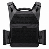 AR500 Invictus Gen 2 plate carrier in black shown with laser‑cut MOLLE, lightweight profile, and adjustable shoulder straps for tactical loadouts.