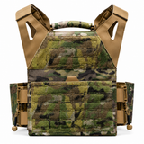 Front view of the Multicam Invictus Gen 2 plate carrier featuring MOLLE slots, Velcro fields, and durable tactical build.