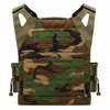 Woodland‑pattern Invictus Gen 2 plate carrier displayed with front MOLLE panel, reinforced stitching, and streamlined cummerbund.