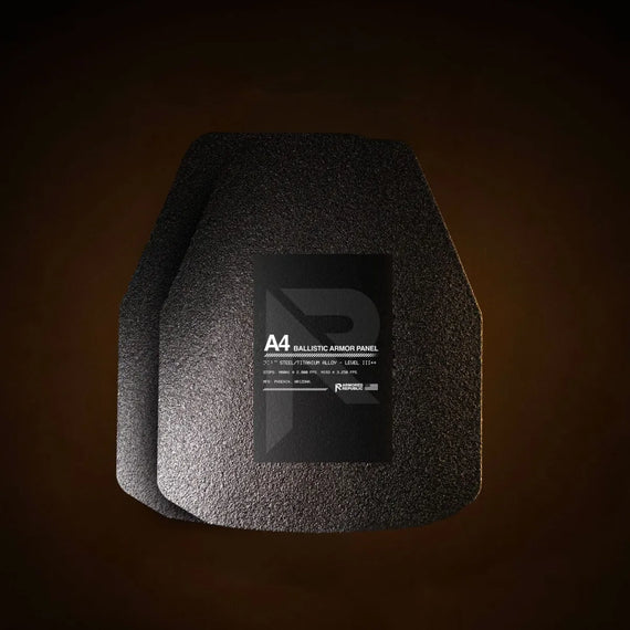 a set of curved ballistic armor plates standing side by side