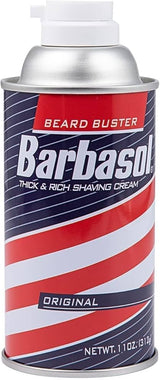 Barbasol Beard Buster diversion safe disguised as a shaving cream can with hidden storage compartment.