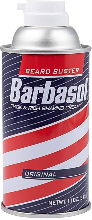 Barbasol Beard Buster diversion safe disguised as a shaving cream can with hidden storage compartment and removable aluminum bottom.