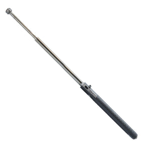 26 inch automatic expandable steel baton with one-button deployment, textured grip, window breaker, and nylon holster