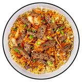 bulgogi and kimchi rice shown served and reay to eat