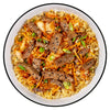 bulgogi and kimchi rice shown served and reay to eat