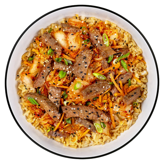 beef bulgogi and kimchi fried rice signature edition case of 6 freeze-dried adventure meal pouches with beef, rice, kimchi, and vegetables