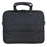 Close‑up of the black concealed‑carry laptop briefcase handles positioned above the armor panel pocket.