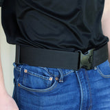 Blackhawk reinforced duty belt shown being worn, highlighting its rigid construction, secure buckle, and stable gear‑support structure.