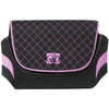 Front view of the Body Glove pink‑and‑black purse‑style wallet holster showing the textured exterior and contrasting trim.
