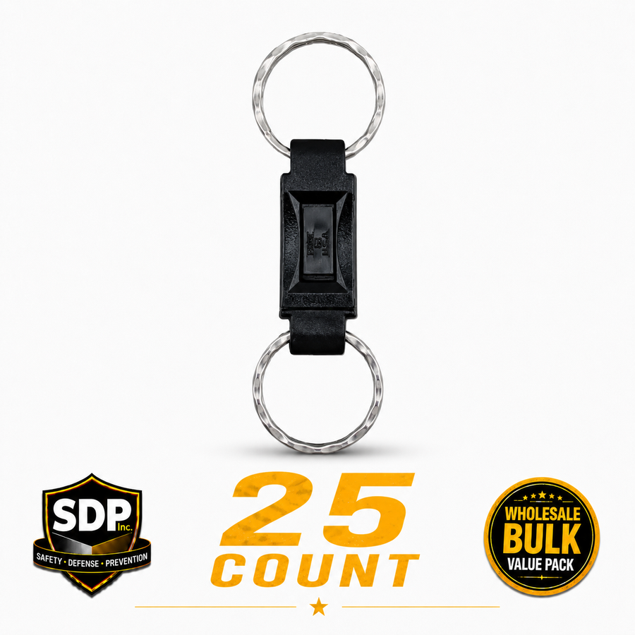 Streetwise Break Away Key Ring 25 Count Wholesale Bulk Pack for pepper spray and personal safety accessories.