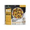 adventure meal breakfast skillet with freeze‑dried eggs, sausage, cheese, peppers, and potatoes shown as single packet ready to open and eat
