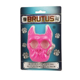 brutus pink self‑defense keychain shown in its manufacturer packaging with product branding and feature highlights