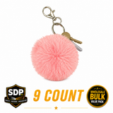 Pink Puff Furball Personal Alarm with keyring and purse clip 9 count wholesale display available exclusively from SDP Inc.