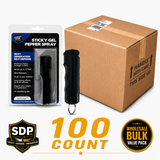 Sticky Gel Pepper Spray 100 Count Wholesale Bulk Pack with police-strength gel formula and individually packaged retail units.