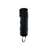 A black pepper spray canister with a textured grip and a silver metal keyring, shown against a plain white background.