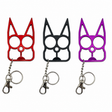 cat self defense metal knuckle keychain 3 pack black purple red aluminum color keychains