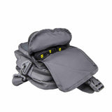 Concealed‑carry satchel showing its hidden side‑access compartment partially open, revealing the reinforced holster pocket.