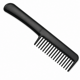 Black comb‑style knife shown with its disguised grooming‑tool body and textured handle.