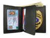 close up view of the concealed-carry wallet with badge display, ID window, reinforced clip, and professional everyday carry design