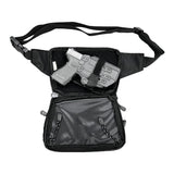 Open view of a black CCW fanny pack displaying its personal protection holster sleeve.