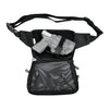 Open view of a black CCW fanny pack displaying its personal protection holster sleeve.