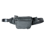 Concealed‑carry waist pack in urban gray with zippered storage and adjustable strap for secure everyday carry.
