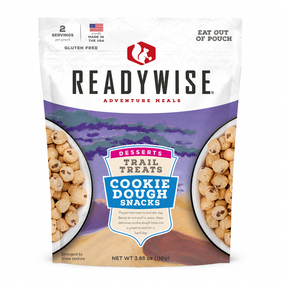 sealed pouch trail treats cookie dough snacks case of 6 resealable pouches ready-to-eat snack for camping, travel, and emergency preparedness