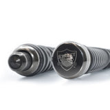 close‑up of the end cap on the Dark Knight 21‑inch expandable steel baton showing the reinforced steel tip