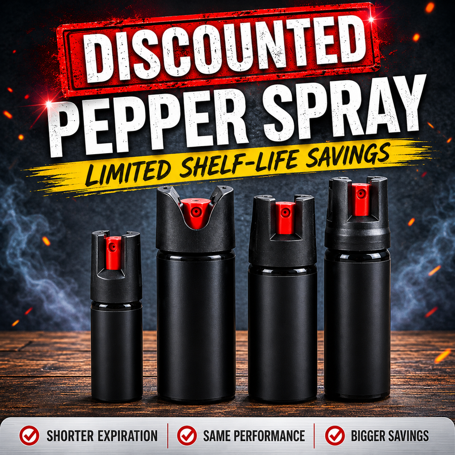 discounted pepper spray inventory with limited shelf-life offered at clearance pricing for personal safety and preparedness