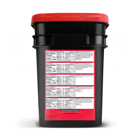 14 day emergency food bucket with shelf-stable survival meals and disaster preparedness food supply
