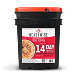 14 day emergency food bucket with shelf-stable survival meals and disaster preparedness food supply