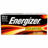Retail packaging for Energizer Industrial 9V alkaline batteries showing the product branding and quantity label case of 12 batteries.