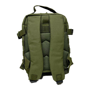 Green everyday‑carry tactical pack featuring adjustable padded shoulder straps and reinforced stitching.