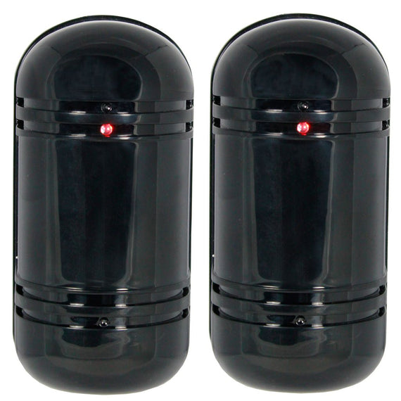 Promotional image showing two imitation infrared security beam detectors presented together as a two‑count offer.