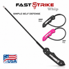 Fast Strike self‑defense whip shown in a simple product view with flexible cable body and ergonomic handle.