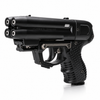 FIRESTORM JPX 6 black pepper spray gun with integrated laser and six-shot primer-fired Jet Protector system for less-lethal personal protection.