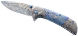 Titanium & Damascus Folding Knife Black 7.75"