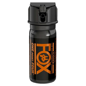 Fox Labs One Point Four Fog Pepper Spray Police Strength 2 oz with flip-top safety and wide fog spray pattern.